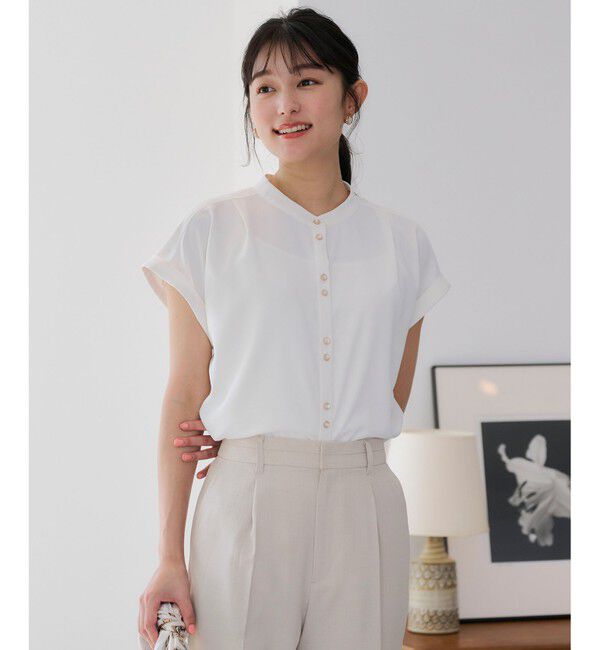 any SiS「【洗える】ダブルボタンフレンチスリーブ ブラウス」|シャツ・ブラウス|