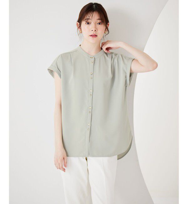 any SiS「【洗える】ダブルボタンフレンチスリーブ ブラウス」|シャツ・ブラウス|ミント