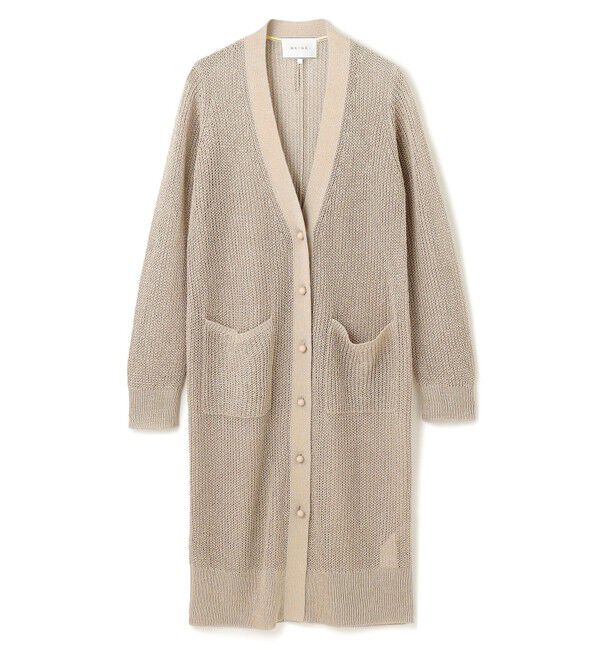 BEIGE,「【洗える】OPTICAL / ペーパーヤーンVネックロングカーディガン」|カーディガン|