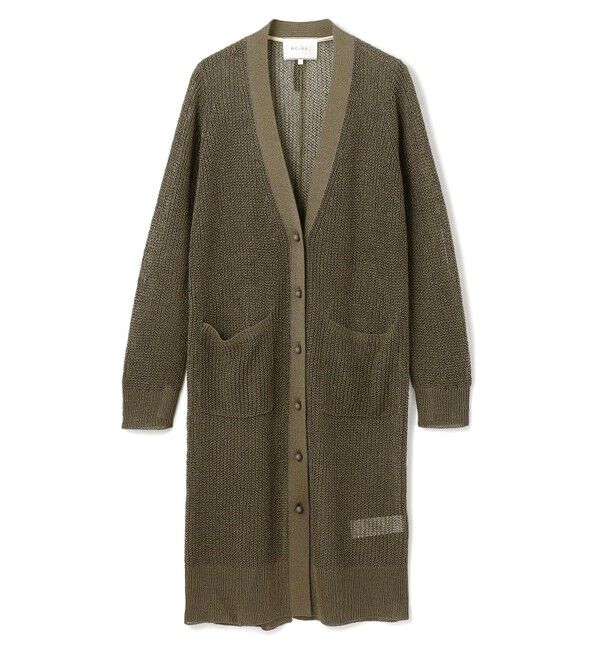 BEIGE,「【洗える】OPTICAL / ペーパーヤーンVネックロングカーディガン」|カーディガン|