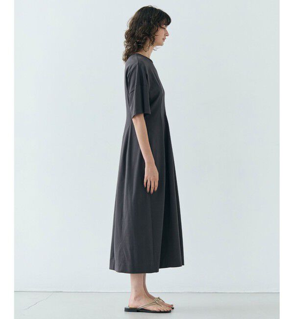 BEIGE,「【洗える】GLANTHUS / コットンカーブラインロングフレアワンピース」|ワンピース|