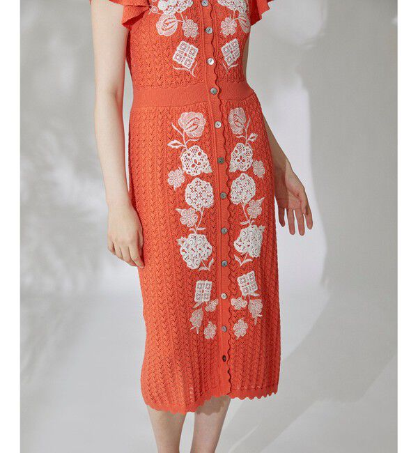  「フラワーレースニットワンピース」|ワンピース|