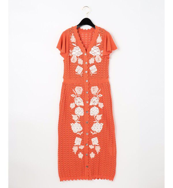  「フラワーレースニットワンピース」|ワンピース|
