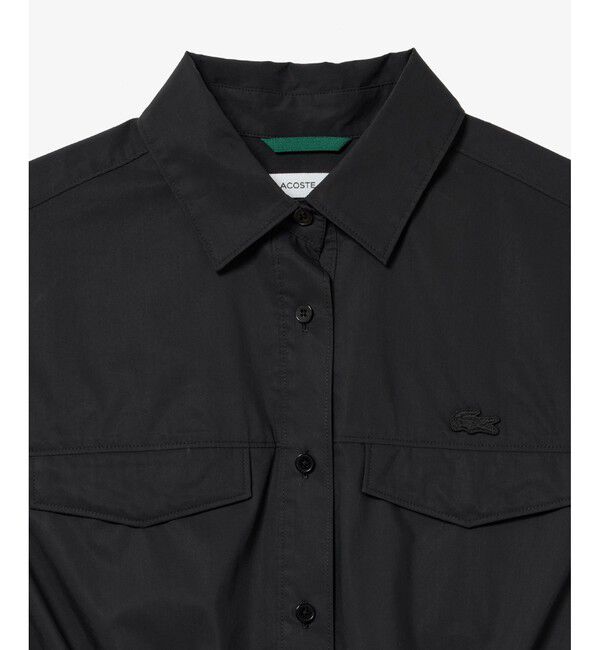 LACOSTE「撥水 ウエストドロスト ミリタリーフラップポケットシャツドレス / ロングシャツワンピース」|ワンピース|