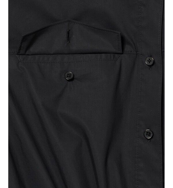 LACOSTE「撥水 ウエストドロスト ミリタリーフラップポケットシャツドレス / ロングシャツワンピース」|ワンピース|