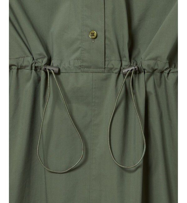 LACOSTE「撥水 ウエストドロスト ミリタリーフラップポケットシャツドレス / ロングシャツワンピース」|ワンピース|