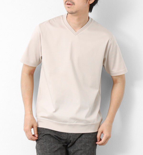 NOLLEY'S goodman「《ビジカジ対応》シルケットスムース Vネック ドレスTシャツ 25SS」|Tシャツ・カットソー|グレーベージュ