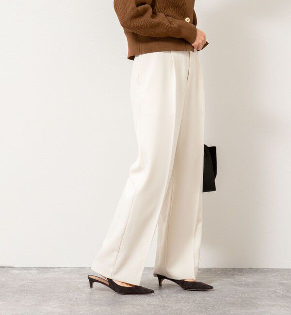 NOLLEY'S「ウォッシャブルウール調愛されセミワイドパンツ」|その他|オフホワイト