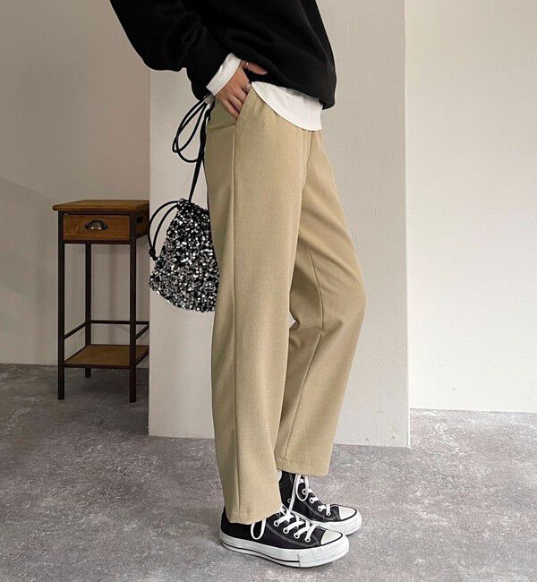 fredy emue「ウールライクスラブクロステーパードパンツ」|チノ|