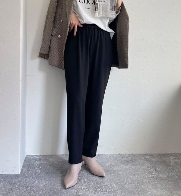 fredy emue「ウールライクスラブクロステーパードパンツ」|チノ|ブラック