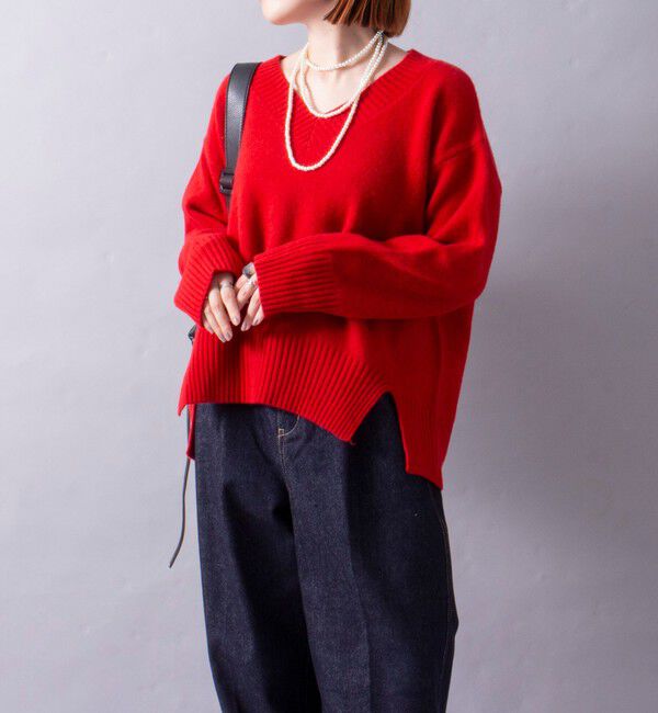 fredy emue「CASHMILE WOOL Vネックプルオーバー（ブローチ付き）」|ニット・セーター|