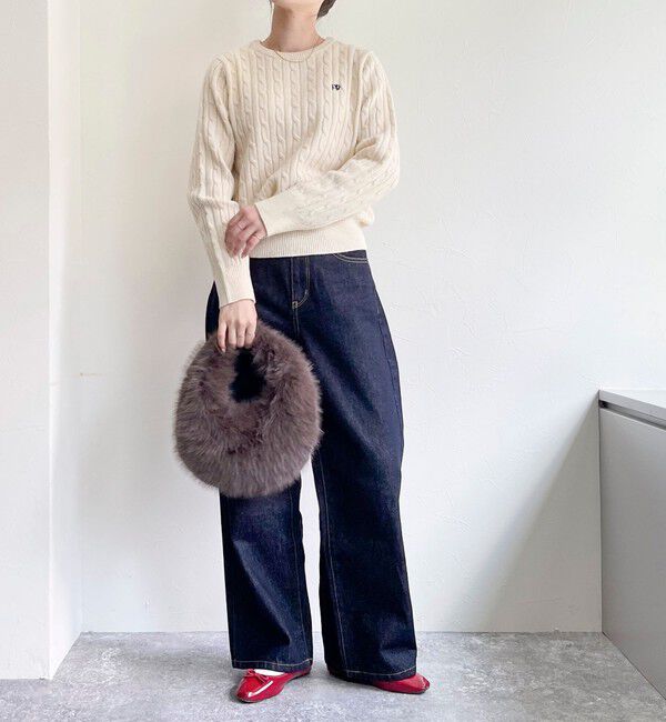 fredy emue「ウール混FR刺繍ケーブル柄ニットプルオーバー」|ニット・セーター|