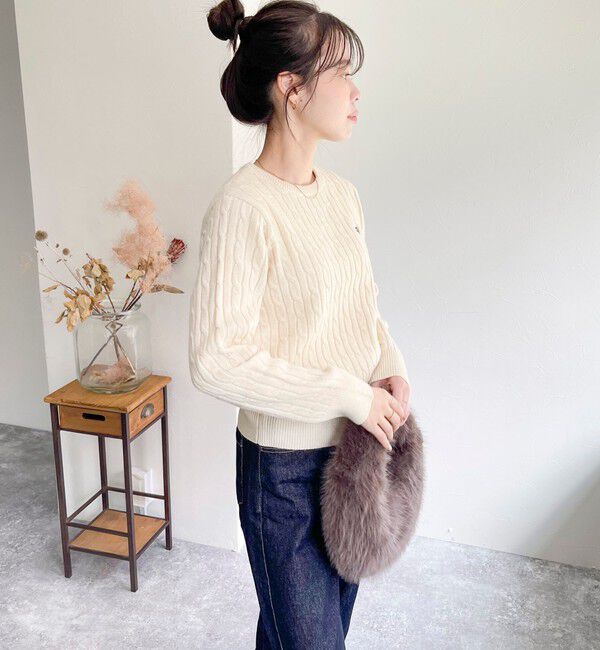 fredy emue「ウール混FR刺繍ケーブル柄ニットプルオーバー」|ニット・セーター|