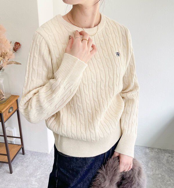 fredy emue「ウール混FR刺繍ケーブル柄ニットプルオーバー」|ニット・セーター|