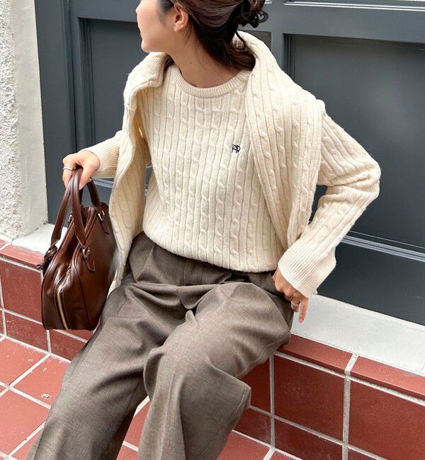 fredy emue「ウール混FR刺繍ケーブル柄ニットプルオーバー」|ニット・セーター|