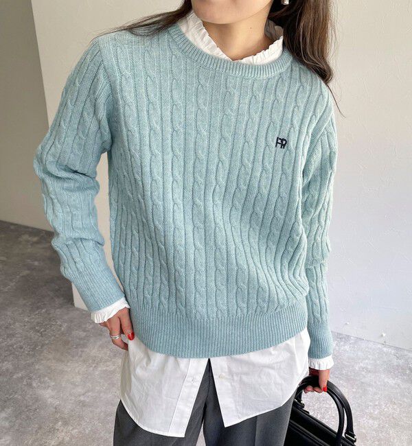 fredy emue「ウール混FR刺繍ケーブル柄ニットプルオーバー」|ニット・セーター|