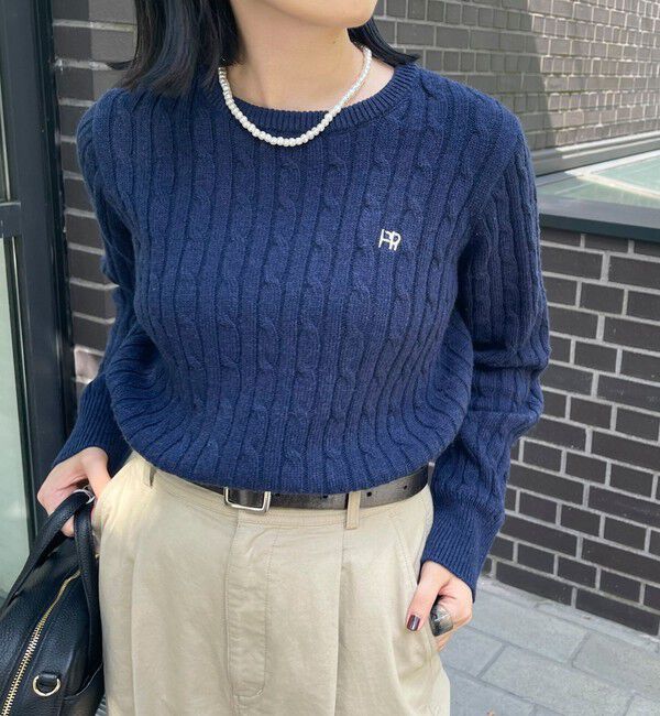 fredy emue「ウール混FR刺繍ケーブル柄ニットプルオーバー」|ニット・セーター|