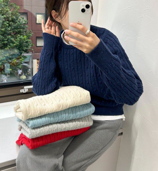 fredy emue「ウール混FR刺繍ケーブル柄ニットプルオーバー」|ニット・セーター|