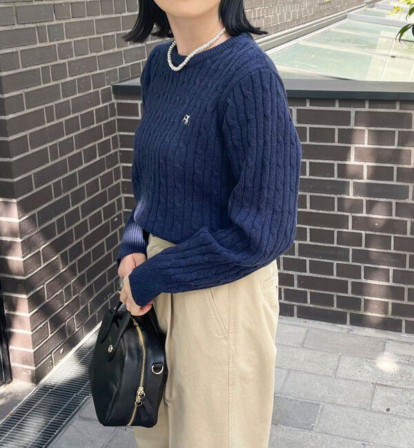 fredy emue「ウール混FR刺繍ケーブル柄ニットプルオーバー」|ニット・セーター|