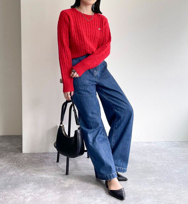 fredy emue「ウール混FR刺繍ケーブル柄ニットプルオーバー」|ニット・セーター|