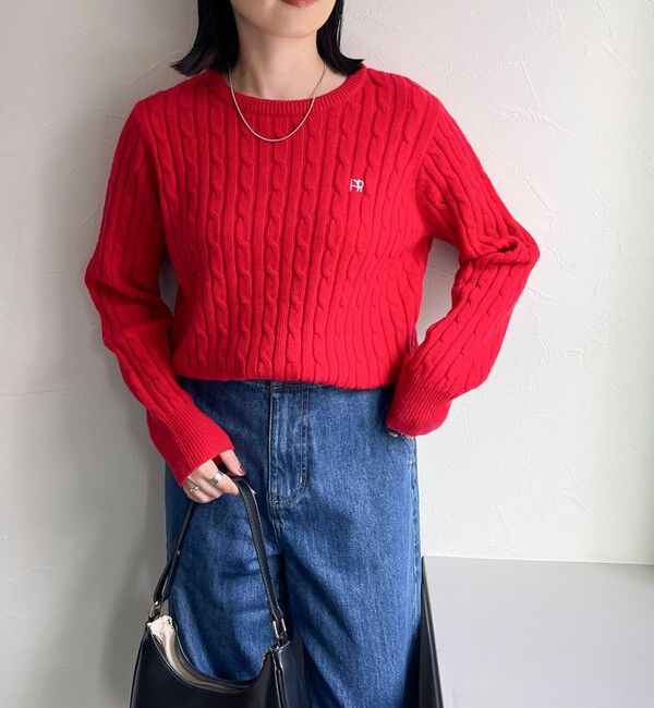 fredy emue「ウール混FR刺繍ケーブル柄ニットプルオーバー」|ニット・セーター|