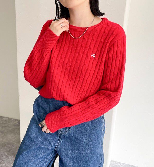 fredy emue「ウール混FR刺繍ケーブル柄ニットプルオーバー」|ニット・セーター|