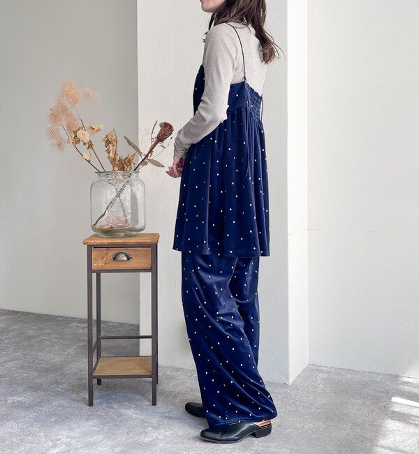 fredy emue「《セットアップ対応》ベロアドット刺繍イージーパンツ」|チノ|