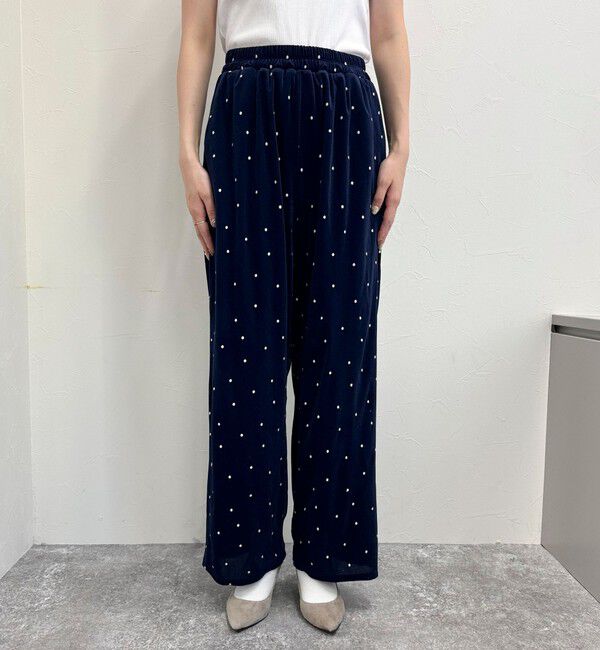 fredy emue「《セットアップ対応》ベロアドット刺繍イージーパンツ」|チノ|