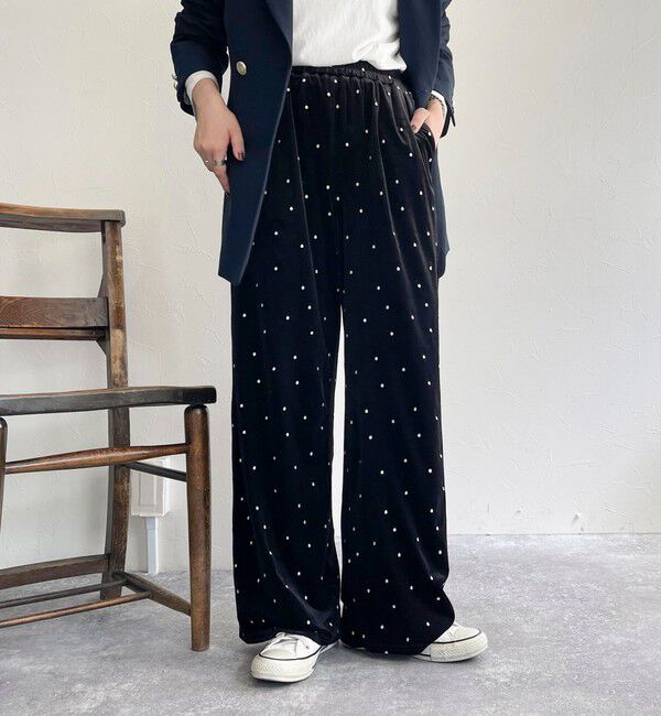 fredy emue「《セットアップ対応》ベロアドット刺繍イージーパンツ」|チノ|