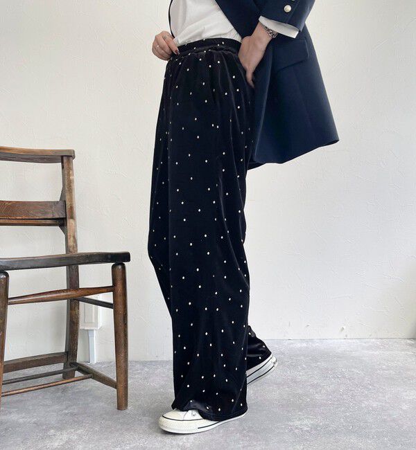 fredy emue「《セットアップ対応》ベロアドット刺繍イージーパンツ」|チノ|