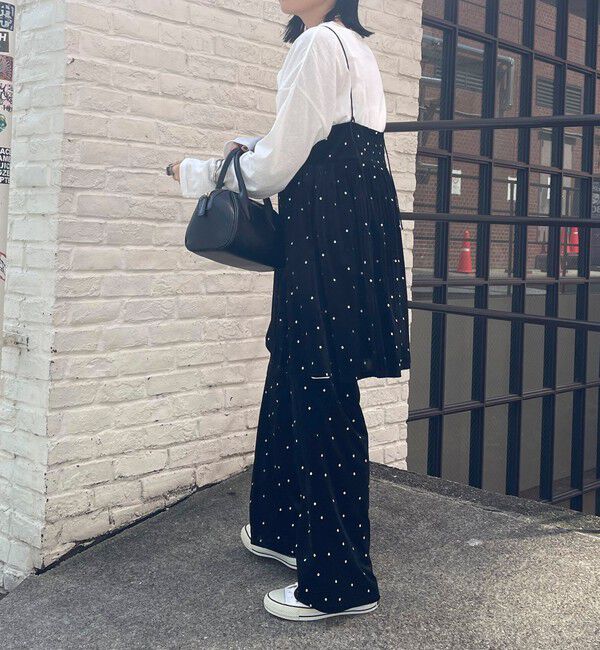 fredy emue「《セットアップ対応》ベロアドット刺繍イージーパンツ」|チノ|