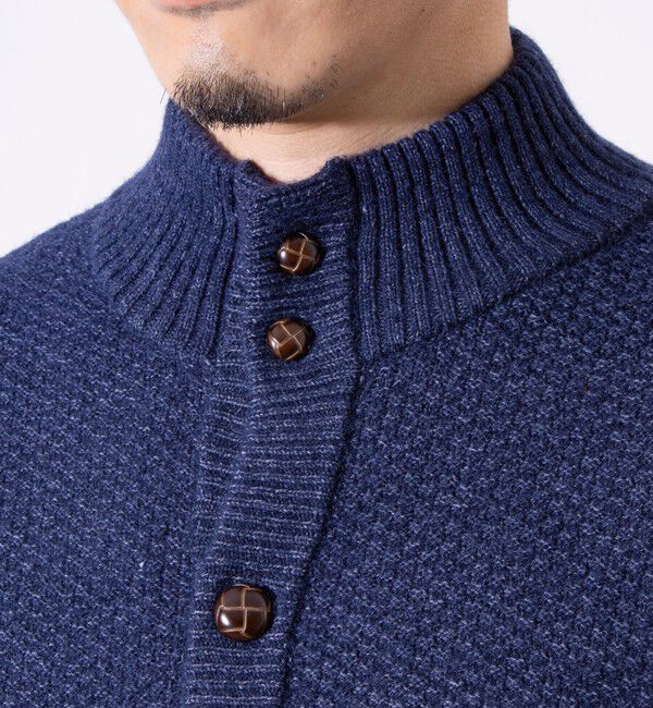 GLOSTER「【GLOSTER/グロスター】くるみボタン スタンドカラーカーディガン（無地/クレイジーパターン）」|ニット・セーター|