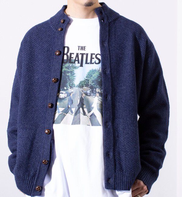 GLOSTER「【GLOSTER/グロスター】くるみボタン スタンドカラーカーディガン（無地/クレイジーパターン）」|ニット・セーター|