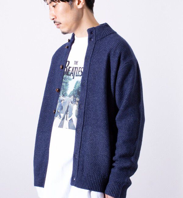 GLOSTER「【GLOSTER/グロスター】くるみボタン スタンドカラーカーディガン（無地/クレイジーパターン）」|ニット・セーター|