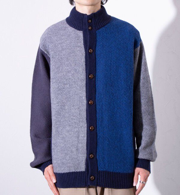 GLOSTER「【GLOSTER/グロスター】くるみボタン スタンドカラーカーディガン（無地/クレイジーパターン）」|ニット・セーター|