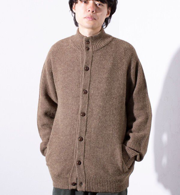 GLOSTER「【GLOSTER/グロスター】くるみボタン スタンドカラーカーディガン（無地/クレイジーパターン）」|ニット・セーター|
