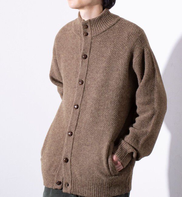 GLOSTER「【GLOSTER/グロスター】くるみボタン スタンドカラーカーディガン（無地/クレイジーパターン）」|ニット・セーター|