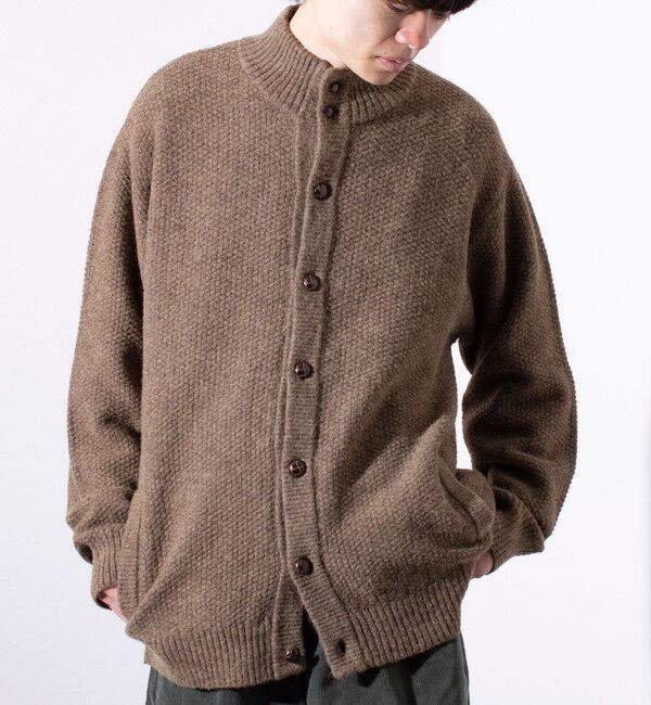 GLOSTER「【GLOSTER/グロスター】くるみボタン スタンドカラーカーディガン（無地/クレイジーパターン）」|ニット・セーター|