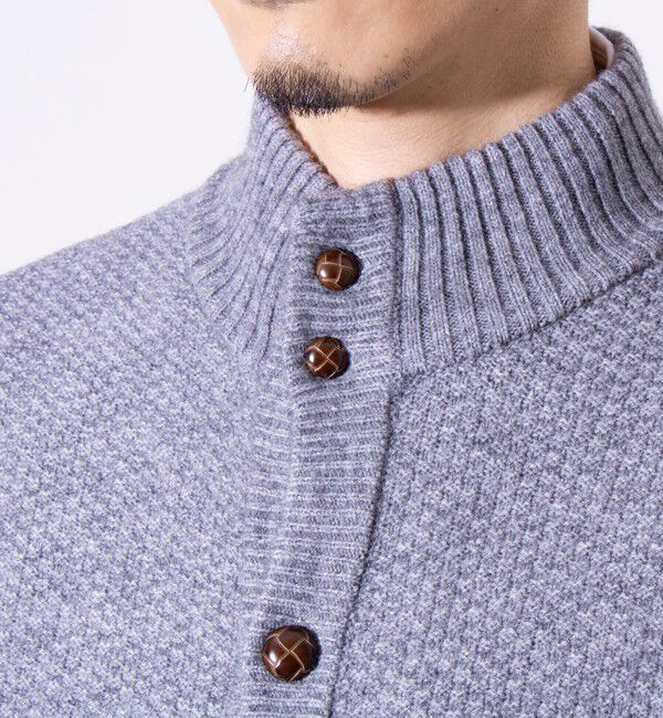 GLOSTER「【GLOSTER/グロスター】くるみボタン スタンドカラーカーディガン（無地/クレイジーパターン）」|ニット・セーター|