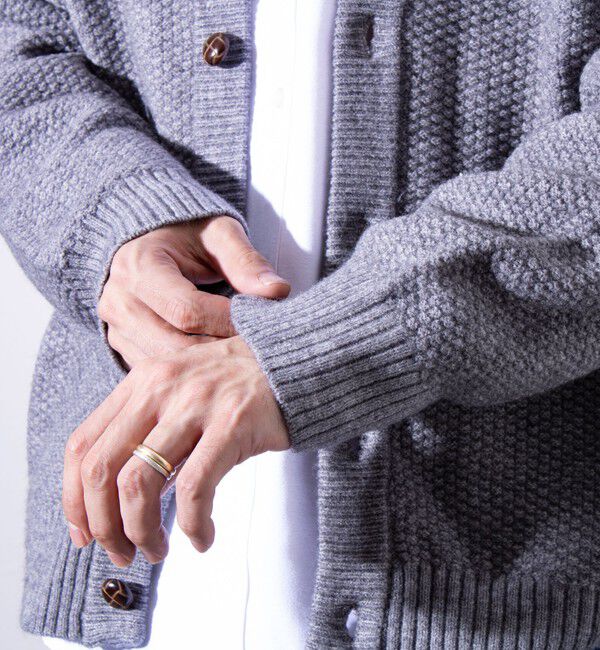 GLOSTER「【GLOSTER/グロスター】くるみボタン スタンドカラーカーディガン（無地/クレイジーパターン）」|ニット・セーター|