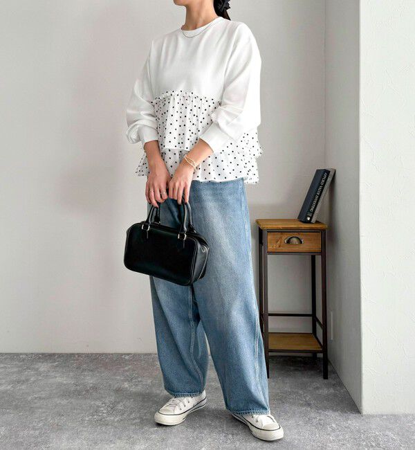 fredy emue「ドットチュールドッキングプルオーバーカットソー」|Tシャツ・カットソー|