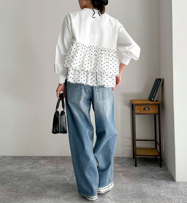 fredy emue「ドットチュールドッキングプルオーバーカットソー」|Tシャツ・カットソー|