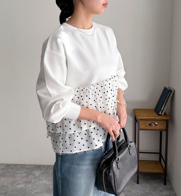 fredy emue「ドットチュールドッキングプルオーバーカットソー」|Tシャツ・カットソー|
