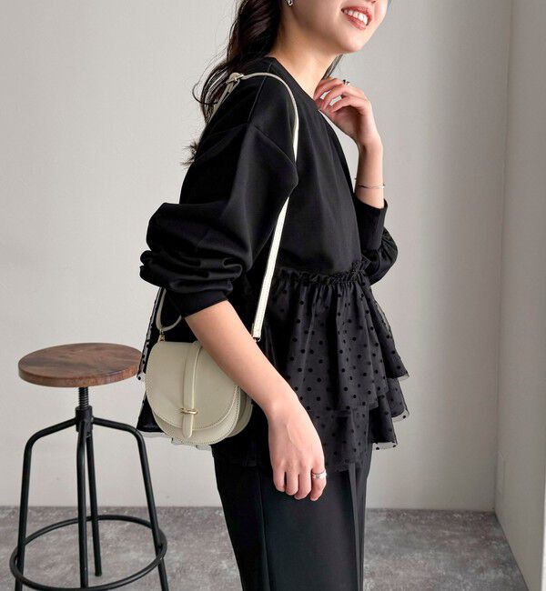 fredy emue「ドットチュールドッキングプルオーバーカットソー」|Tシャツ・カットソー|