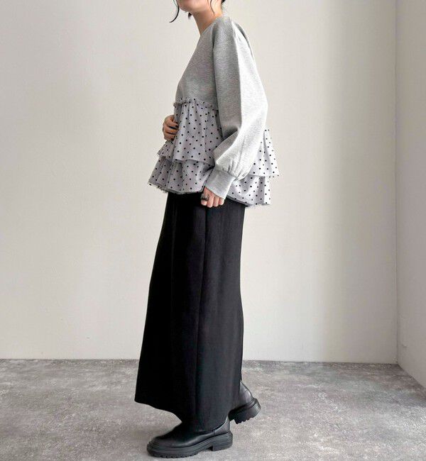 fredy emue「ドットチュールドッキングプルオーバーカットソー」|Tシャツ・カットソー|