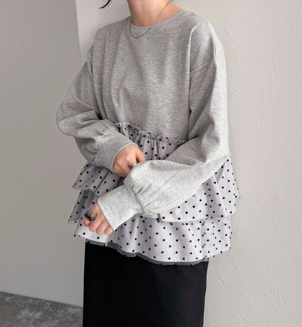 fredy emue「ドットチュールドッキングプルオーバーカットソー」|Tシャツ・カットソー|