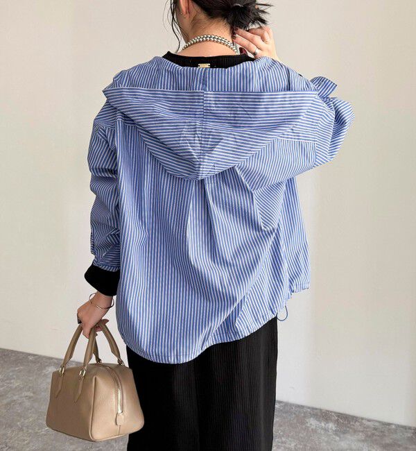 fredy emue「ストライプフーディーシャツ」|シャツ・ブラウス|