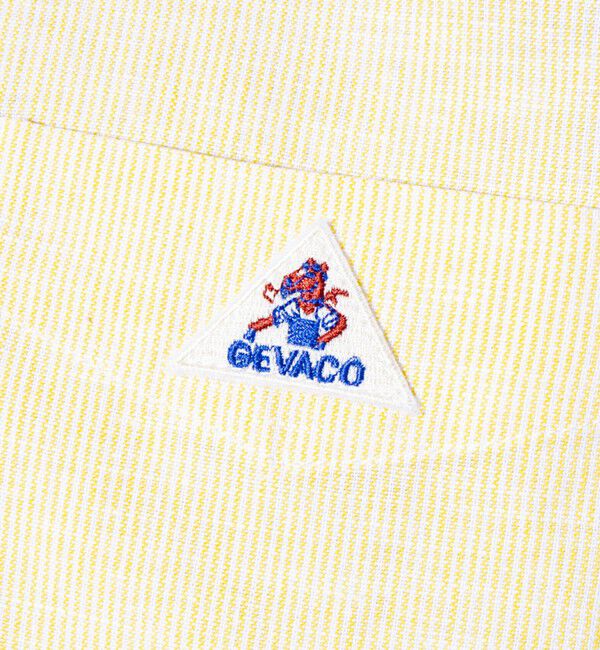GLOSTER「【GEVACO/ゲバコ】コットンリネン バンドカラー半袖シャツ ワンポイントロゴ ストライプ」|シャツ・ブラウス|