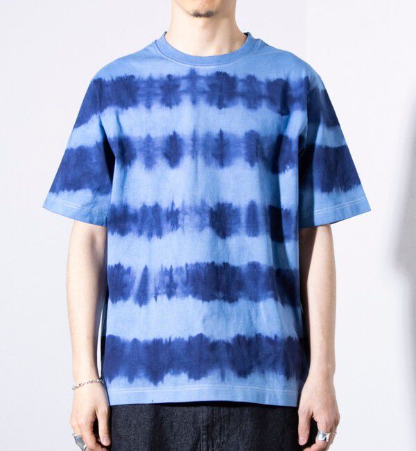 GLOSTER「【GLOSTER/グロスター】16/-綿天竺 タイダイ染め ボーダークルーネックTシャツ」|Tシャツ・カットソー|