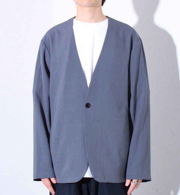 GLOSTER「【セットアップ着用可能】【GLOSTER/グロスター】ノーカラージャケット カーディガンジャケット」|ノーカラージャケット|